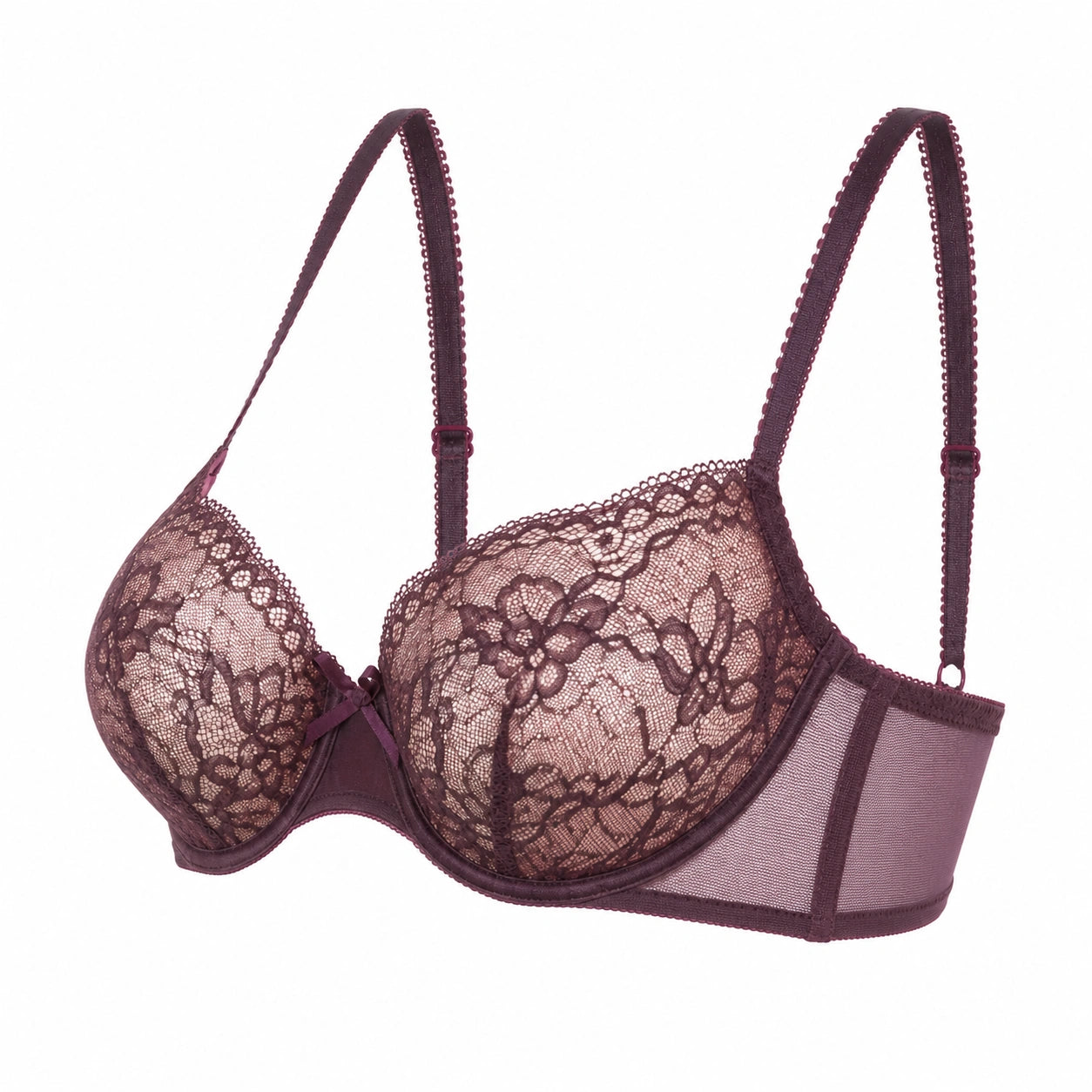 Yklingerie Plum Floral Lace Underwire Padded Bra
