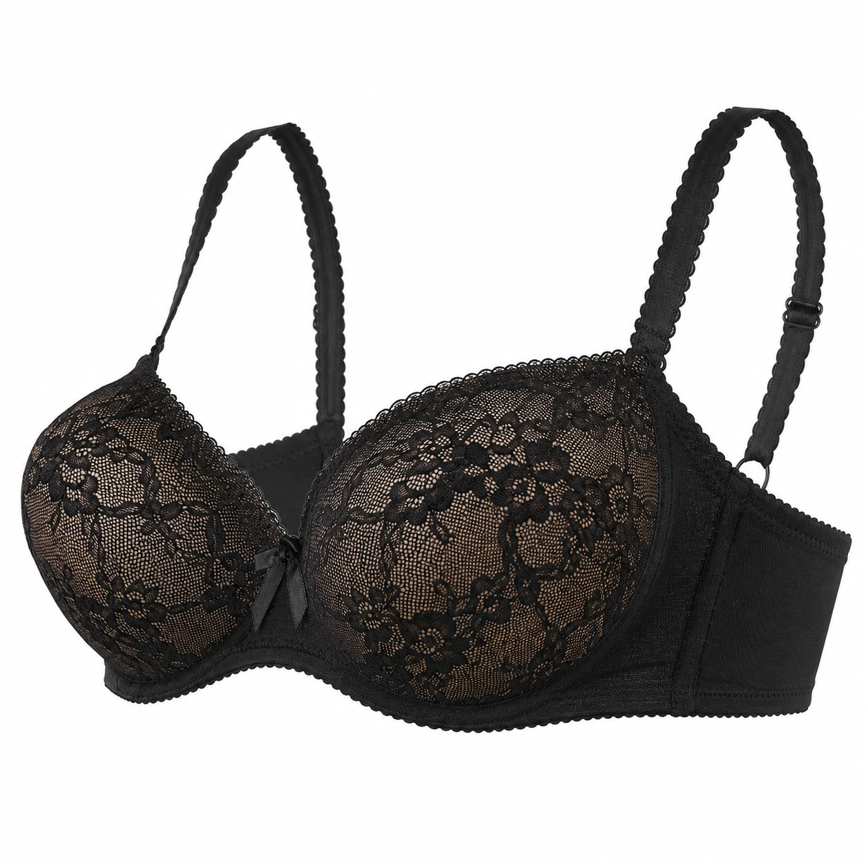 Yklingerie Black Floral Lace Underwire Padded Bra
