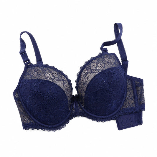 Yklingerie Navy Blue Lace Underwire Padded Bra