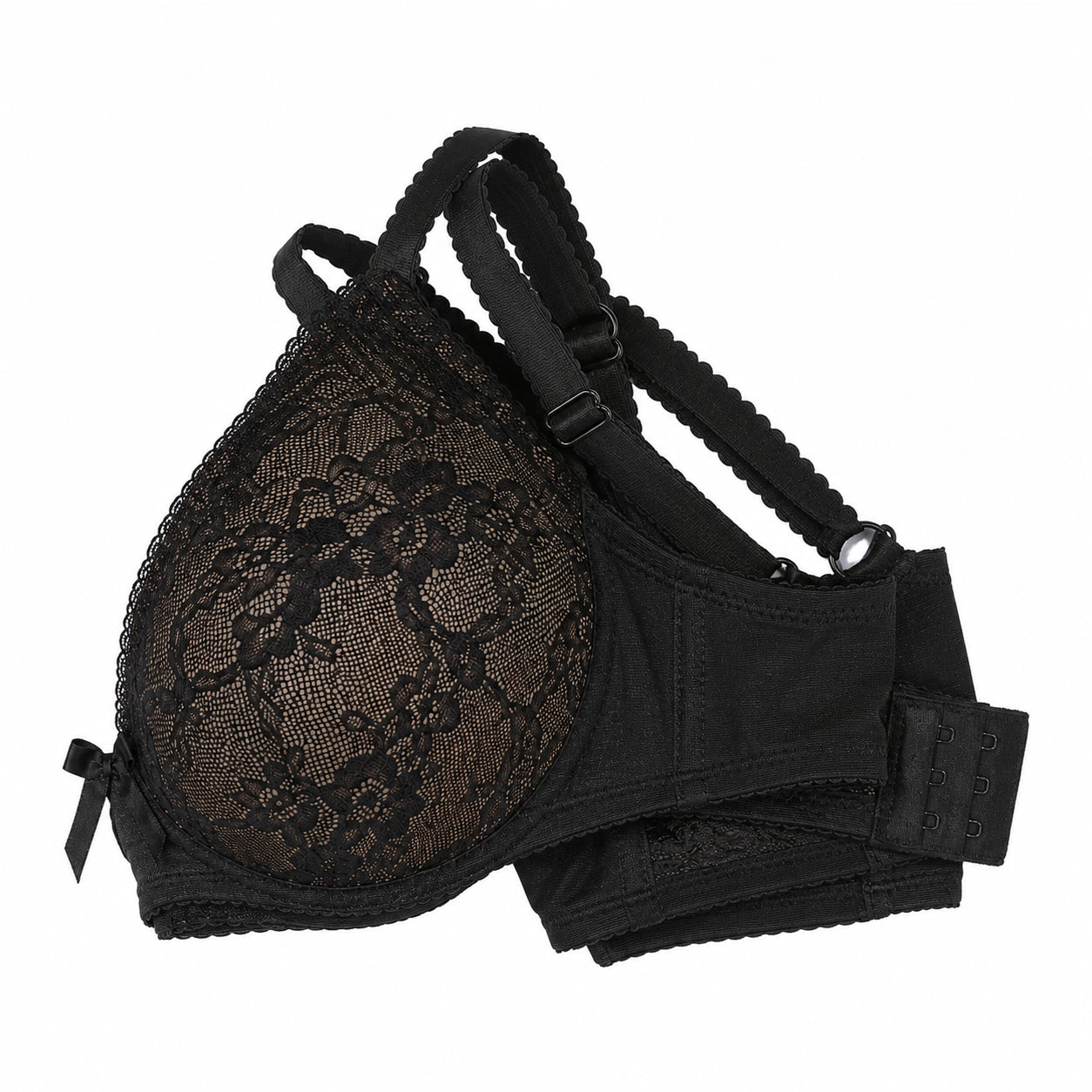 Yklingerie Black Floral Lace Underwire Padded Bra