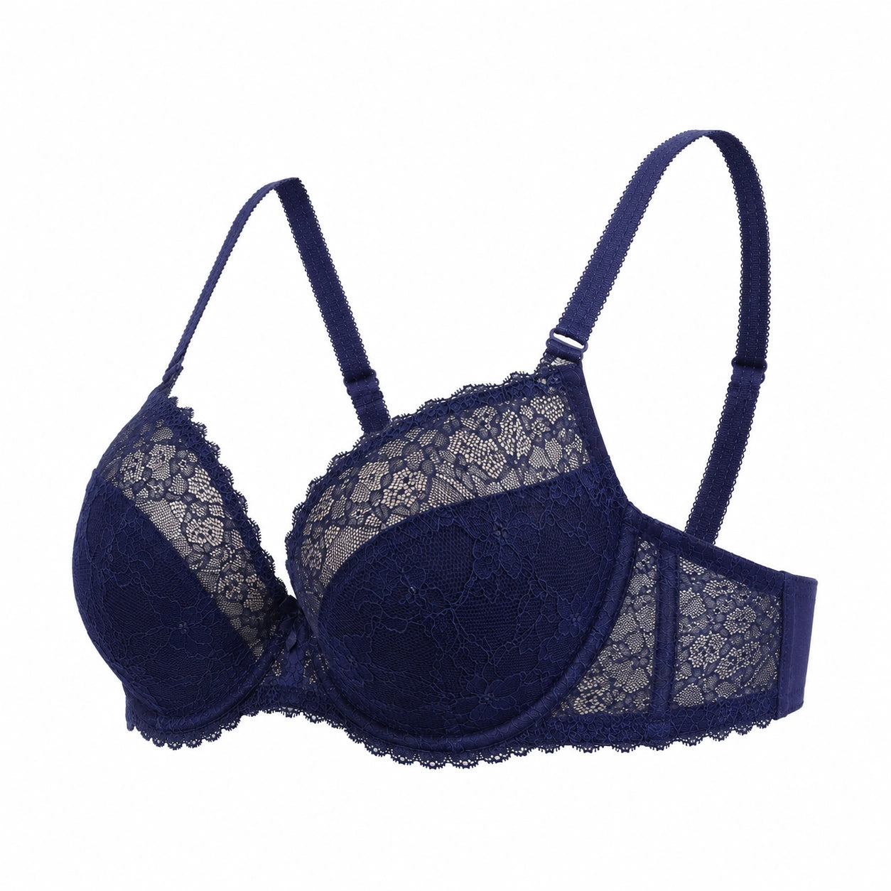 Yklingerie Navy Blue Lace Underwire Padded Bra