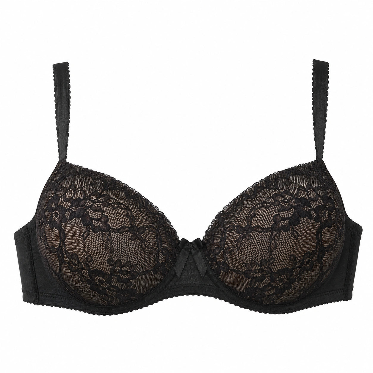 Yklingerie Black Floral Lace Underwire Padded Bra