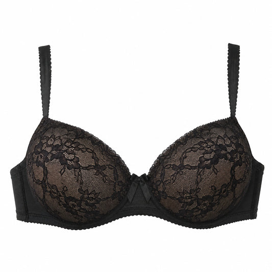 Yklingerie Black Floral Lace Underwire Padded Bra