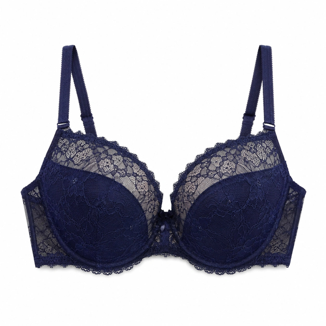 Yklingerie Navy Blue Lace Underwire Padded Bra