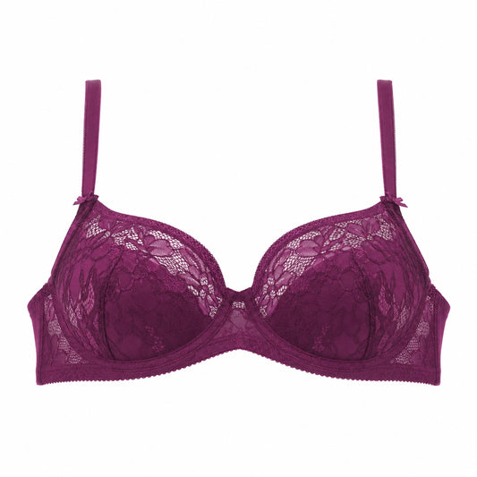 Yklingerie Magenta Lace Underwire Padded Bra