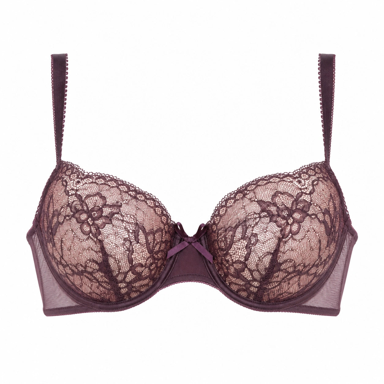 Yklingerie Plum Floral Lace Underwire Padded Bra