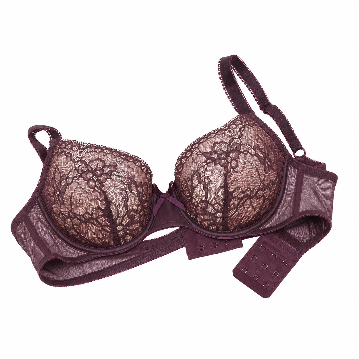 Yklingerie Plum Floral Lace Underwire Padded Bra
