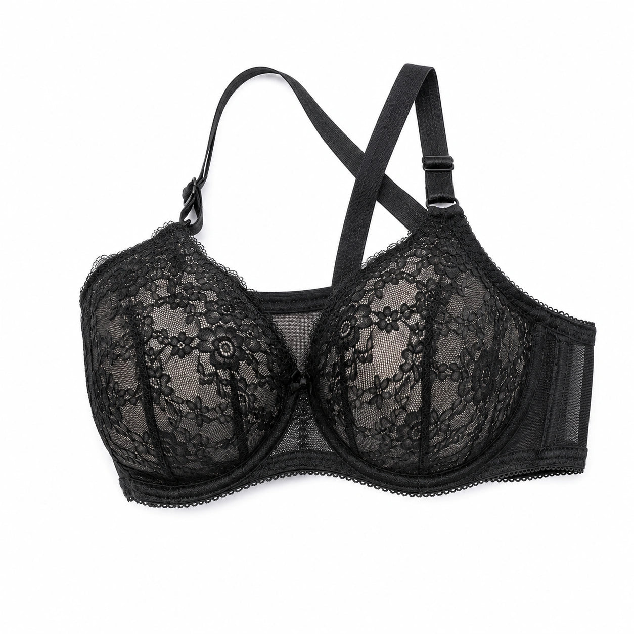 Yklingerie Black Lace Convertible Underwire Bra